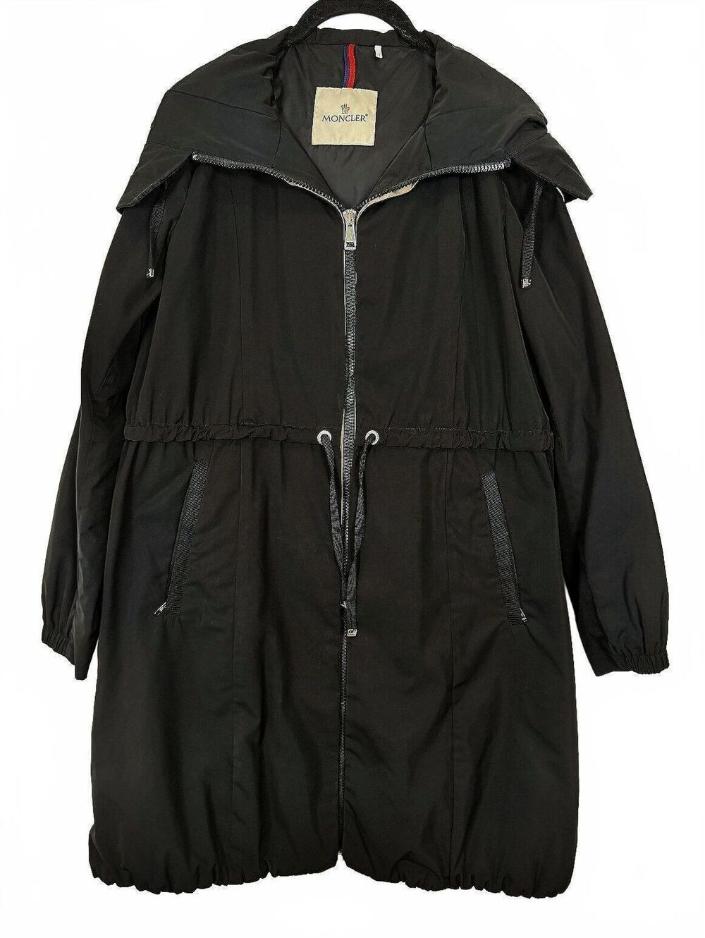 Moncler Women's Tuile Hooded Rain Jacket Parka Coat Black Size 0